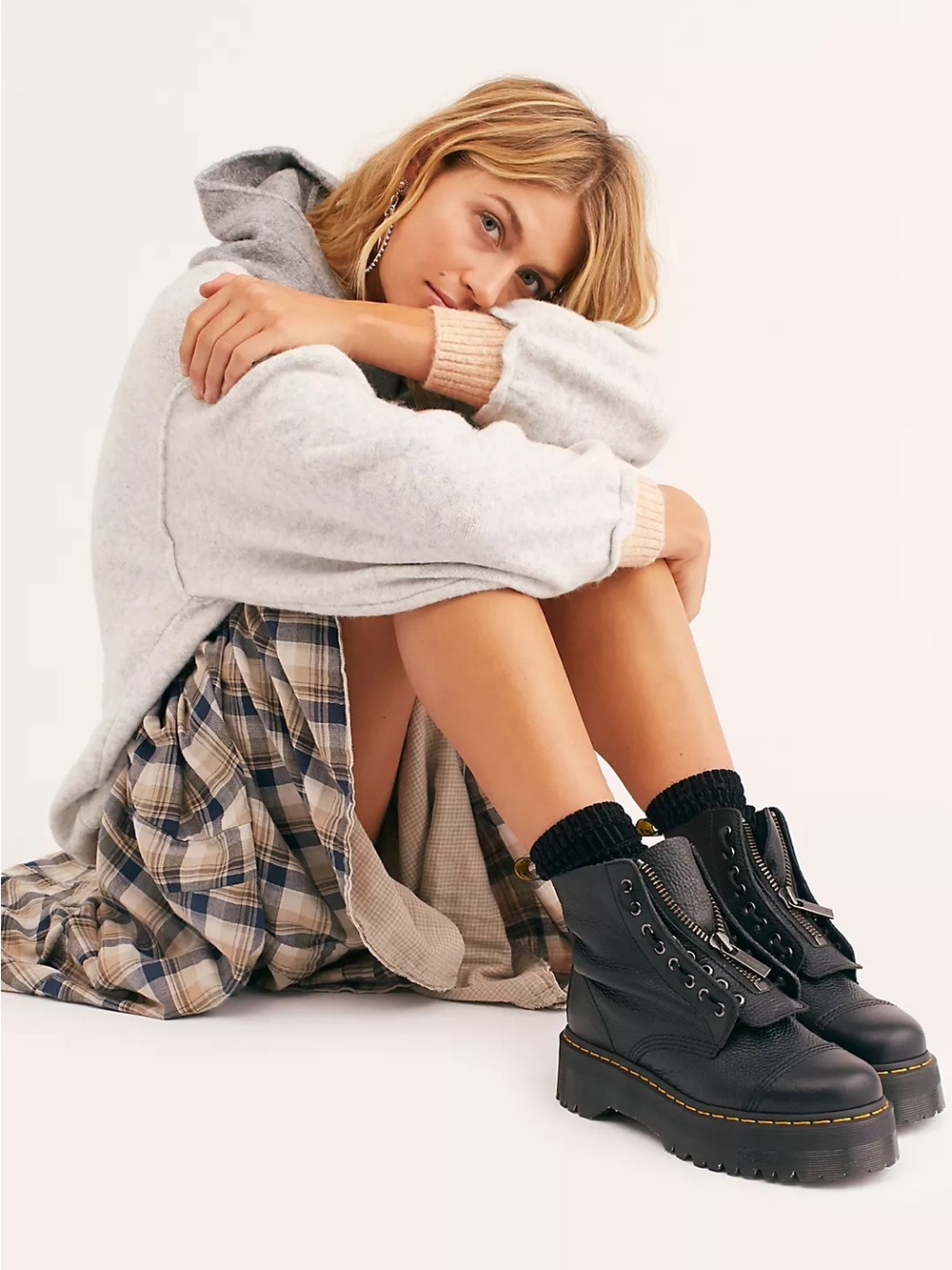 Dr. Martens Black Sally Sinclair Zip Front Boots